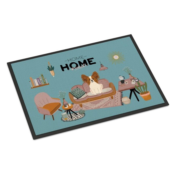Carolines Treasures 18 x 27 in. Red White Papillon Sweet Home Indoor or Outdoor Mat CK7923MAT - main